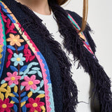 Gilet donna sfrangiato multicolor RAINBOW1GIL NAVY ANTIK BATIK 