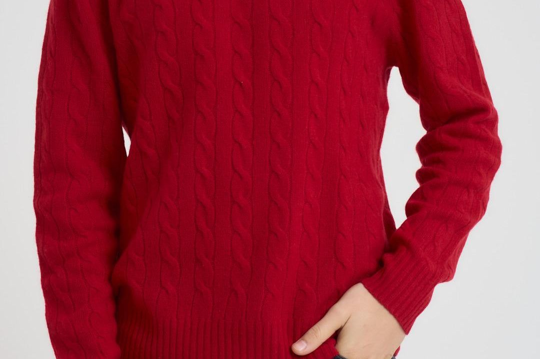 Maglia uomo a trecce rossa 710876762 006 RALPH LAUREN 