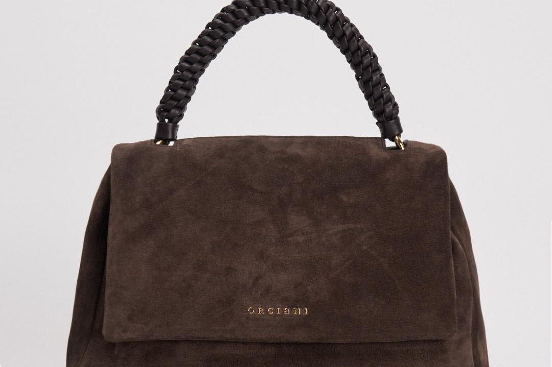 Borsa donna Sveva Peach Media a spalla in suede con tracolla moro BT2006PEO TMORO ORCIANI 