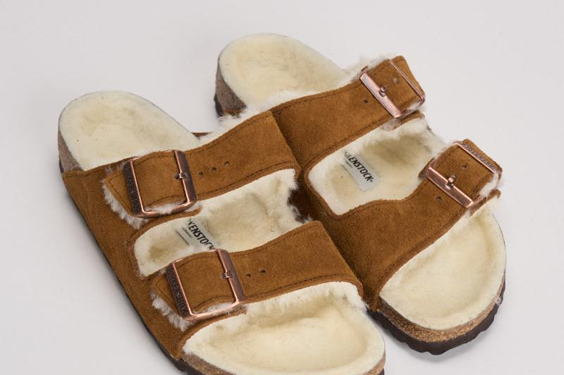 Sandalo arizona in shearling e camoscio donna 1001135 MINK BIRKENSTOCK 