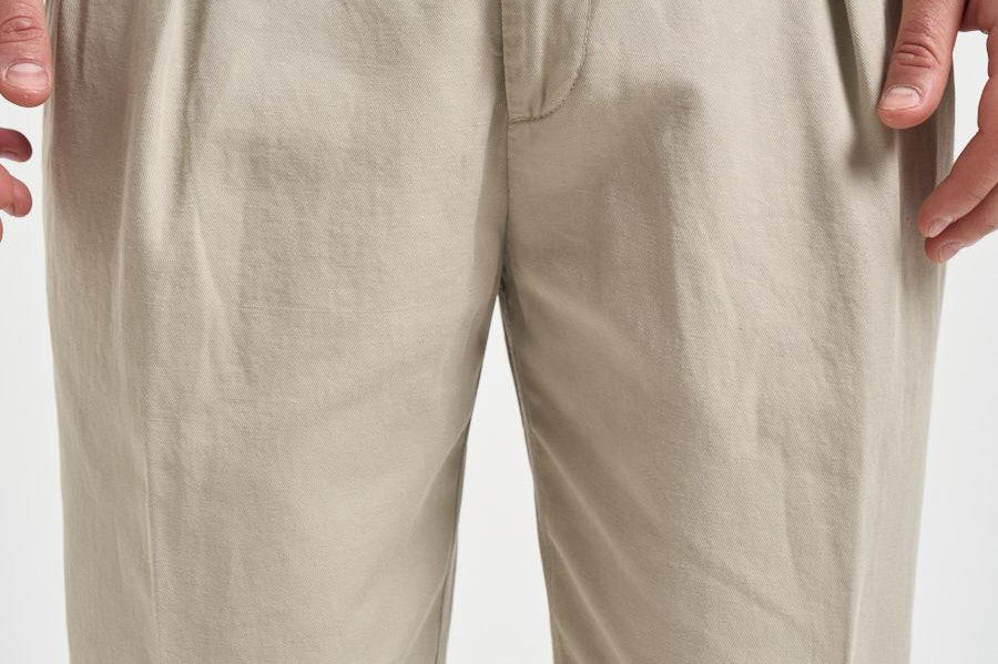 Pantalone uomo doppia pinces beige BELLOD 30001623 BRIGLIA 