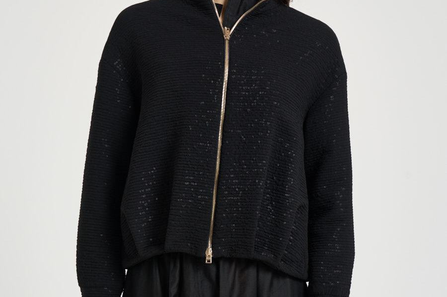 Bomber donna micropaillettes nero GI000385D 12862S9300 HERNO 
