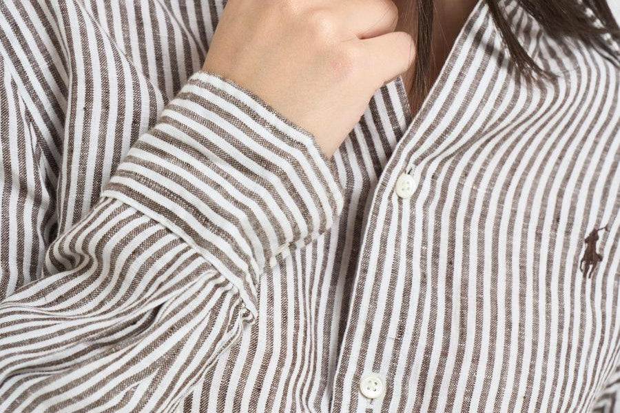 Camicia donna a righe marroni 211A96158 007 RALPH LAUREN 
