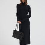 Abito donna lungo con collo alto nero 2025346 BLACK LISA YANG 