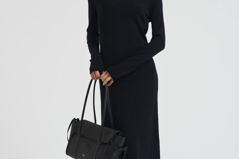 Abito donna lungo con collo alto nero 2025346 BLACK LISA YANG 