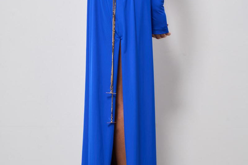 Abito donna lungo Octavia Dress blu cobalto 625SS6629O NAVYBLUE DANAME 
