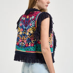 Gilet donna sfrangiato multicolor RAINBOW1GIL NAVY ANTIK BATIK 