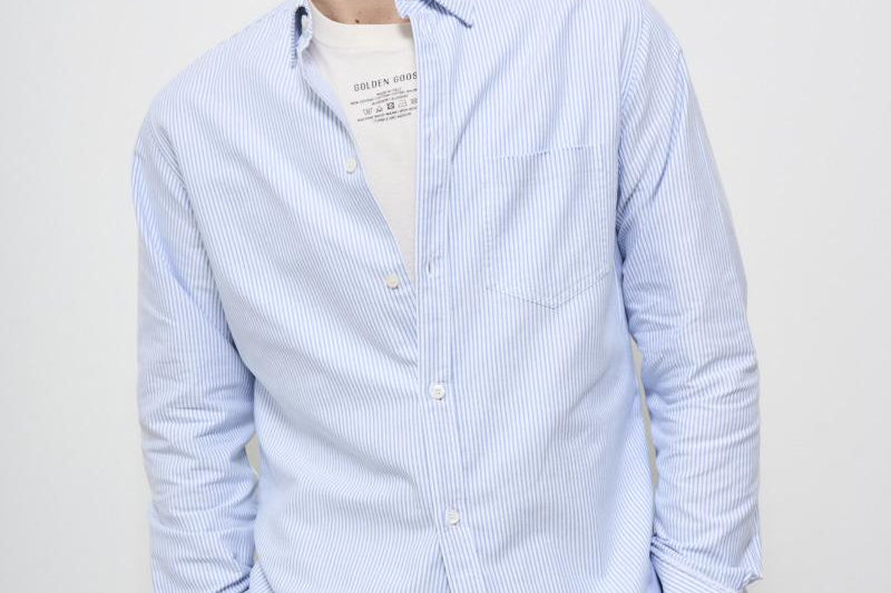 Camicia uomo Oxford celeste GMP00246 P00054880197 GOLDEN GOOSE 