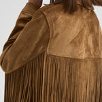 Giubbotto donna in suede cammello con frange GWP02368 P00216055678 GOLDEN GOOSE 