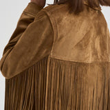 Giubbotto donna in suede cammello con frange GWP02368 P00216055678 GOLDEN GOOSE 