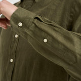 Camicia uomo in lino verde militare 710968915 006 RALPH LAUREN 