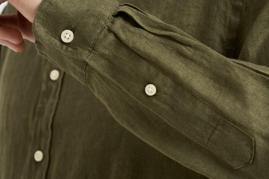 Camicia uomo in lino verde militare 710968915 006 RALPH LAUREN 