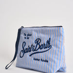Pochette donna Aline in cotone a righe celeste ALINECOTTON 00566L MC2 SAINT BARTH 