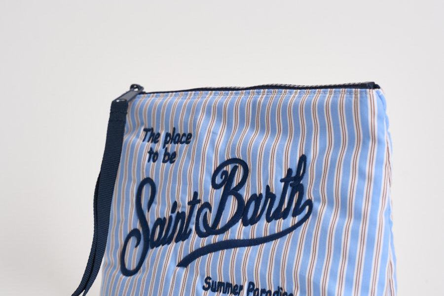 Pochette donna Aline in cotone a righe celeste ALINECOTTON 00566L MC2 SAINT BARTH 