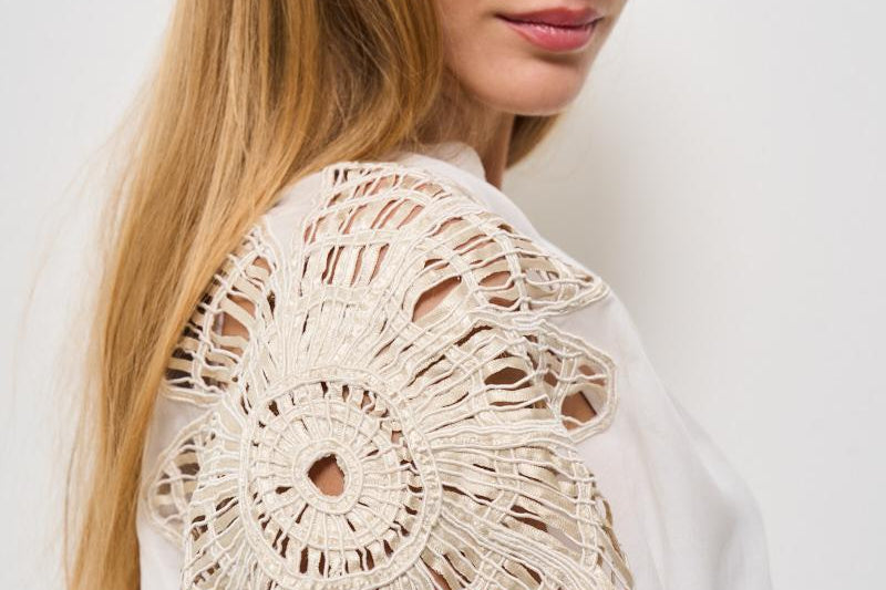 Camicia donna bianca con ricami 13888 0015 FORTE FORTE 