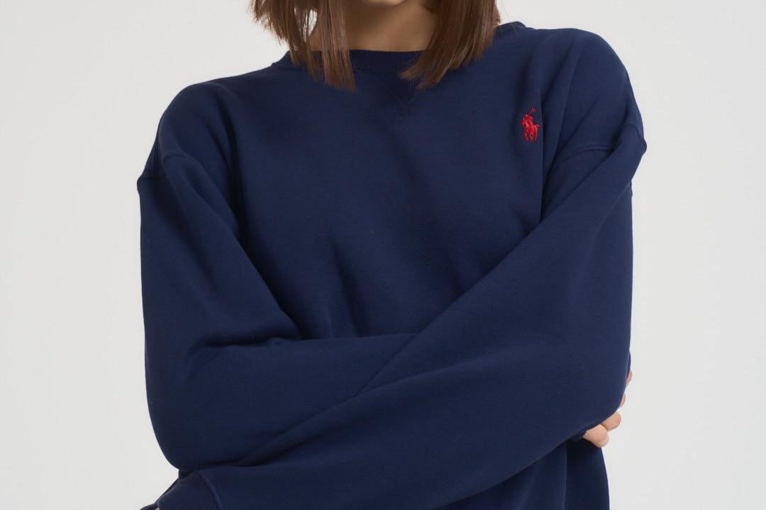 Felpa girocollo donna in cotone blu 211943006 002 RALPH LAUREN 