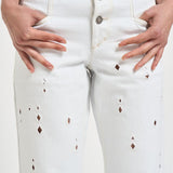 Jeans donna Amia traforati in denim bianco PA0698FA D2H01WHITE ISABEL MARANT 