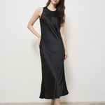 Abito donna midi satinato nero AB000037D 9300 HERNO 
