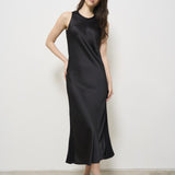Abito donna midi satinato nero AB000037D 9300 HERNO 