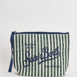 Pochette donna Aline in lino a righe verde ALINE 07803 MC2 SAINT BARTH 