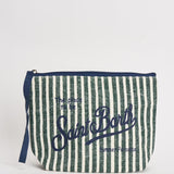 Pochette donna Aline in lino a righe verde ALINE 07803 MC2 SAINT BARTH 