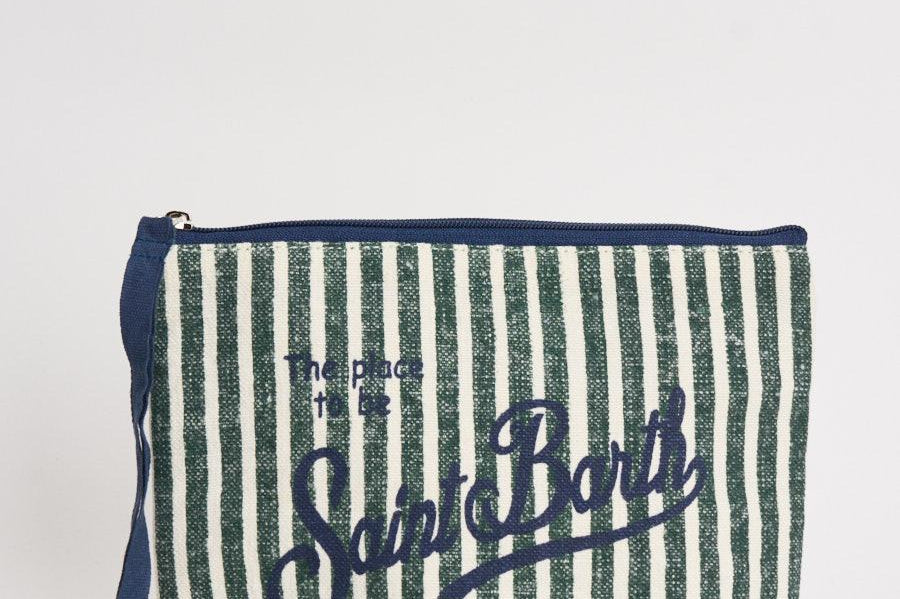 Pochette donna Aline in lino a righe verde ALINE 07803 MC2 SAINT BARTH 