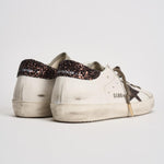 Sneakers donna Super Star bianche e glitter marroni GWF00101 F00812212386 GOLDEN GOOSE 