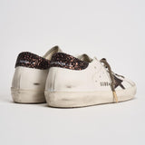 Sneakers donna Super Star bianche e glitter marroni GWF00101 F00812212386 GOLDEN GOOSE 