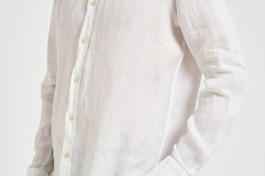 Camicia uomo in lino bianca J66TNP UA1 ACCADEMIE TESSILI 