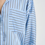Camicia donna a righe celeste NYNNON BLUELEFT IRO 