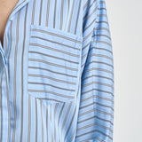 Camicia donna a righe celeste NYNNON BLUELEFT IRO 