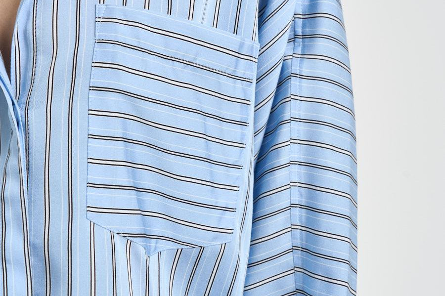 Camicia donna a righe celeste NYNNON BLUELEFT IRO 