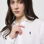 Camicia donna in lino bianco ottico 211970730 001 RALPH LAUREN 