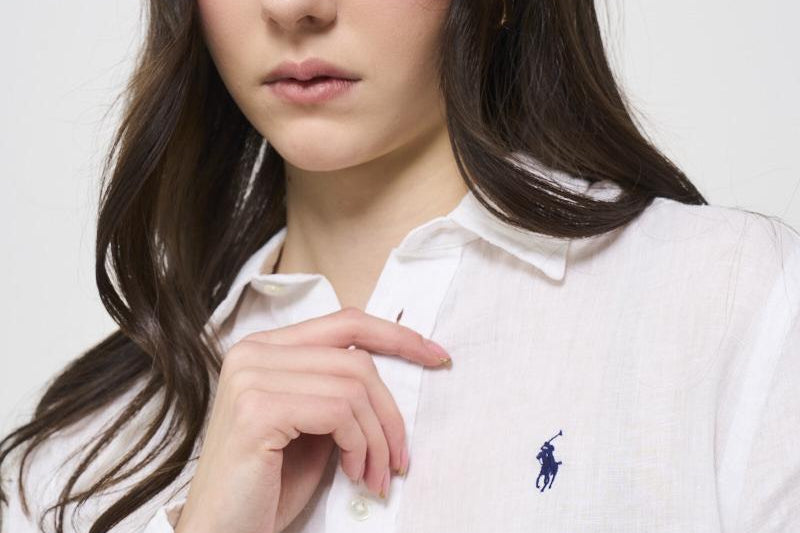 Camicia donna in lino bianco ottico 211970730 001 RALPH LAUREN 