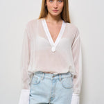 Camicia donna panna semitrasparente 13894 6060 FORTE FORTE 