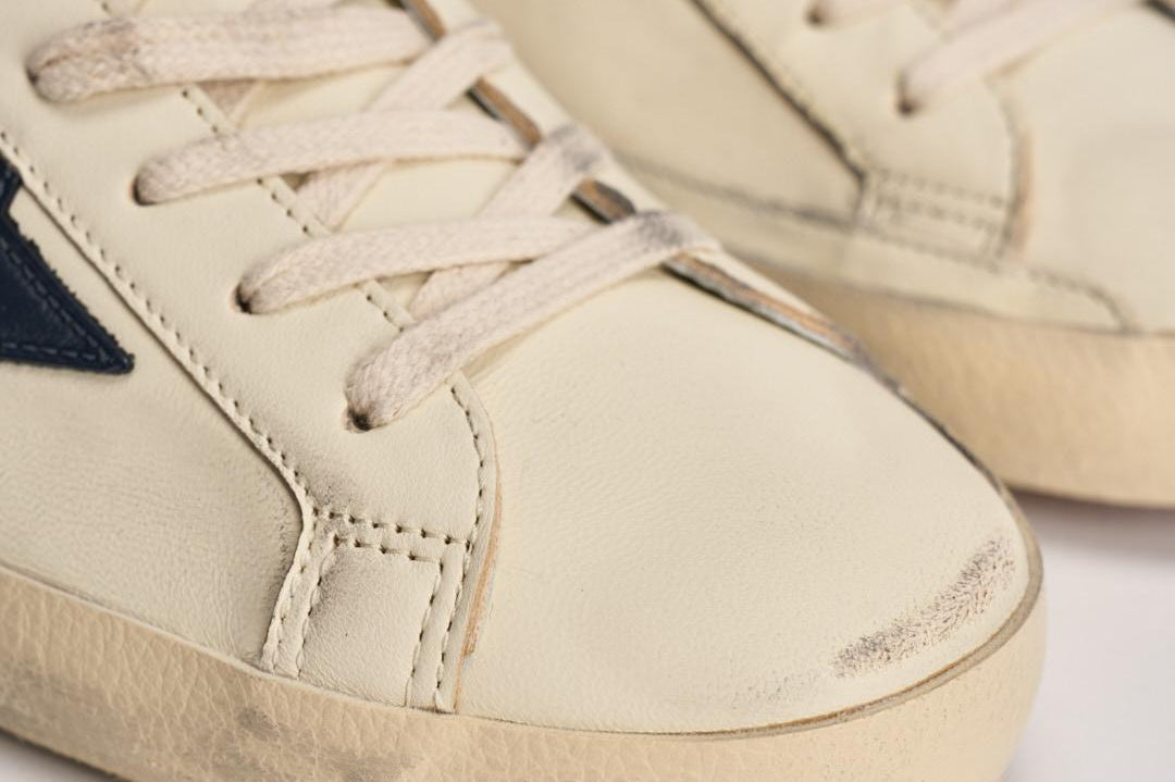 Sneakers uomo Super-star crema e blu GMF00101 F00416415430 GOLDEN GOOSE 