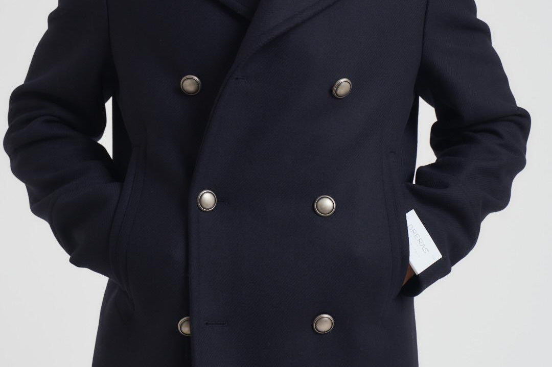 Cappotto uomo corto doppiopetto blu LAGOS CC168 BRERAS 