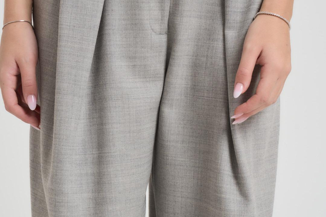 Pantalone donna doppie pieghe grigio chiaro S5WI25 W92 SEMICOUTURE 