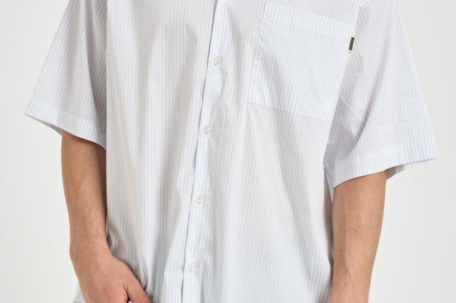 Camicia uomo a righe bianche e azzurre 705 LIGHT BLUE WOODBIRD 