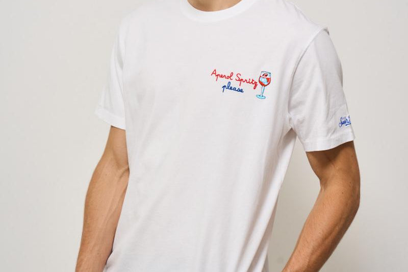 T-shirt uomo bianca con Spritz SPRITZPLEASE 01NEMB MC2 SAINT BARTH 