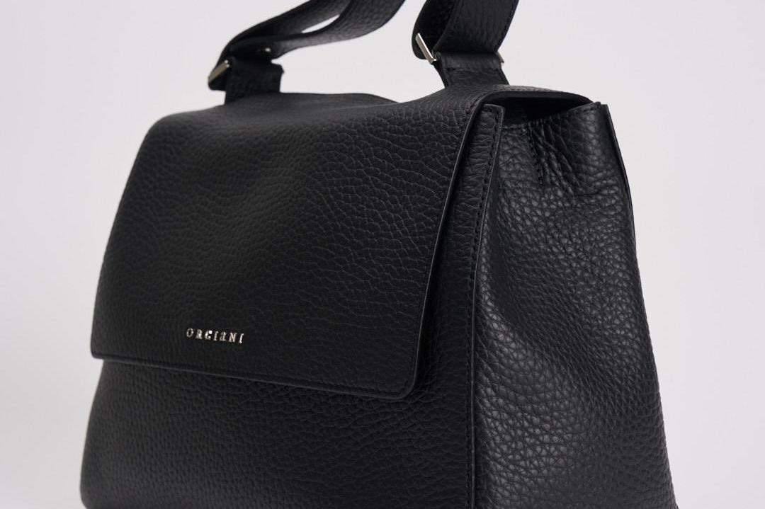 Borsa donna Sveva Soft Media a spalla in pelle con tracolla nera BT2006SOF NERO ORCIANI 