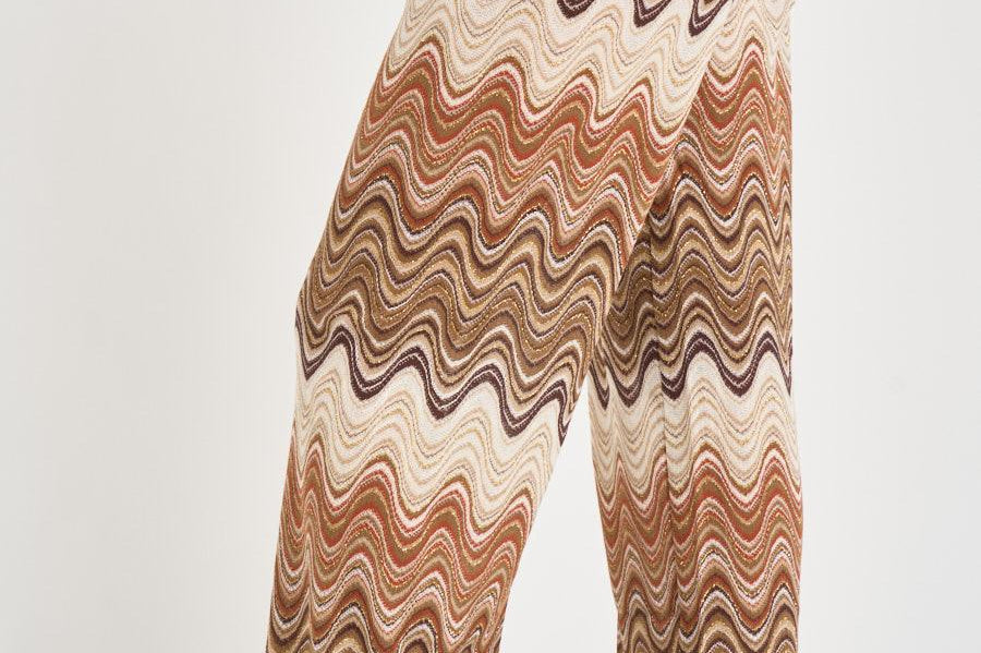 Pantalone donna degradé zig zag marrone AMALIA 01846L MC2 SAINT BARTH 