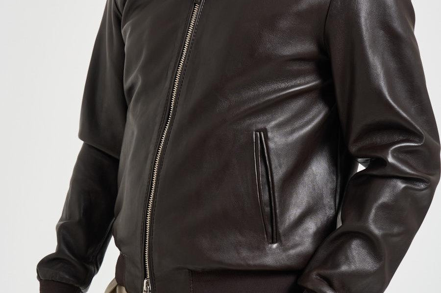 Giubbotto uomo in ecopelle moro ELVIS TANNING06 THE JACK LEATHERS 