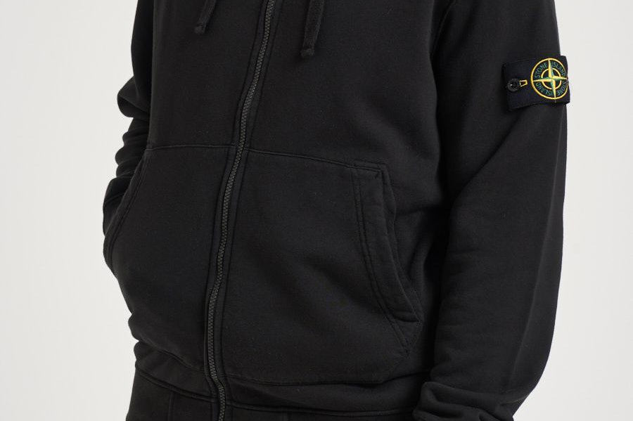Felpa uomo con zip nera 6100061 S0051V0029 STONE ISLAND 