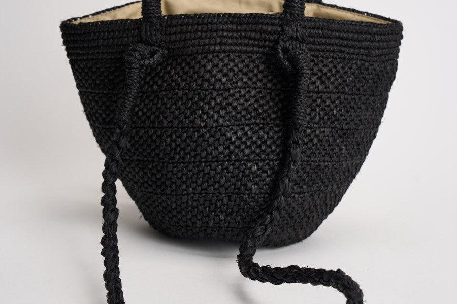 Borsa donna Arona in rafia nera ARONA BLACK IBELIV 