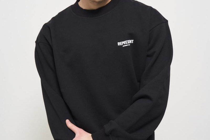Felpa uomo girocollo nera OCM41115 BLACK001 REPRESENT 