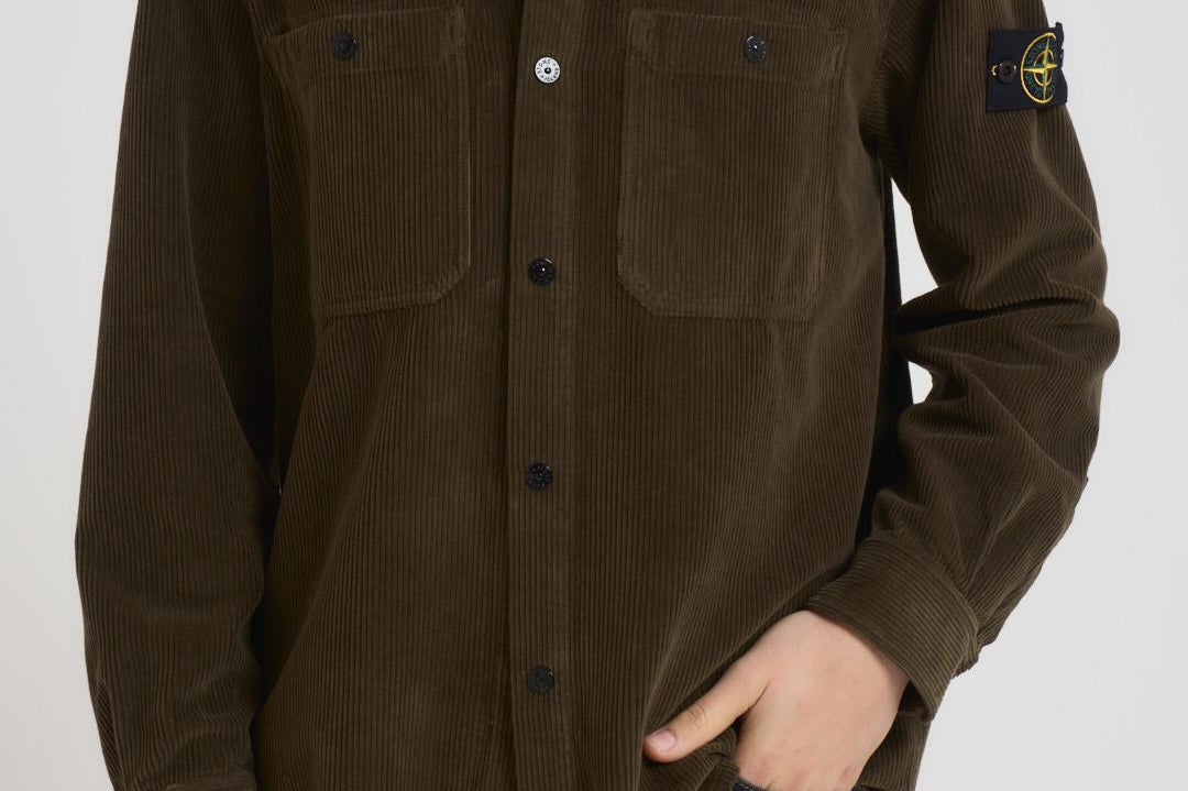 Camicia uomo a coste verde bosco 1200012 S0212V0054 STONE ISLAND 