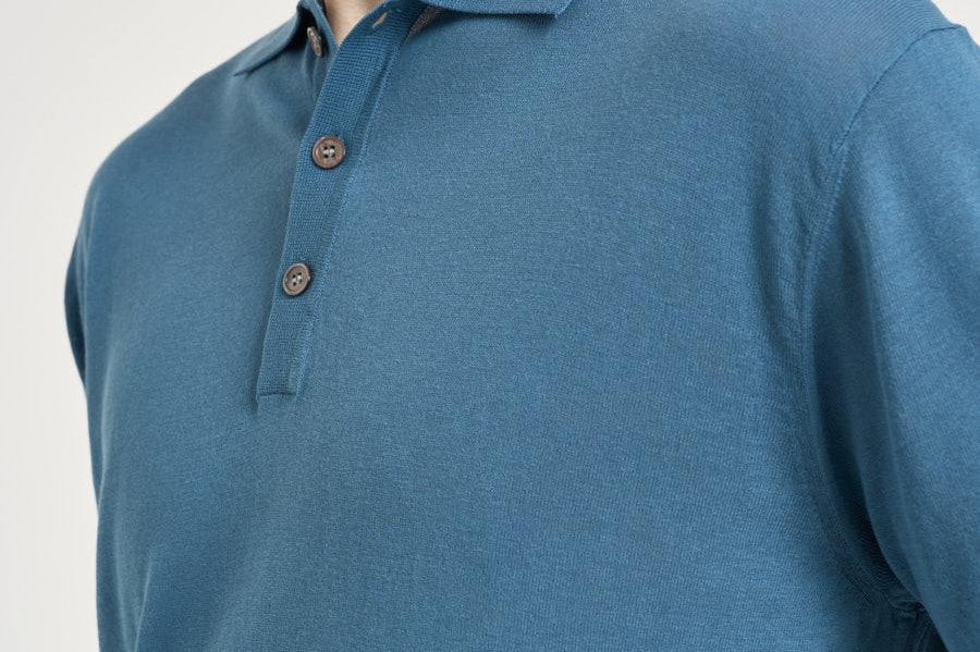 Polo uomo in maglia celeste carta zucchero M060526 255 ACCADEMIE TESSILI 