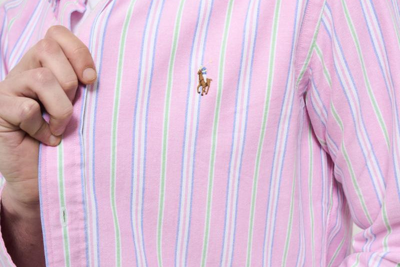 Camicia uomo a righe rosa Oxford 710928918 004 RALPH LAUREN 