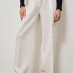 Pantalone donna a palazzo in lino bianco S5SN30 A10 SEMICOUTURE 